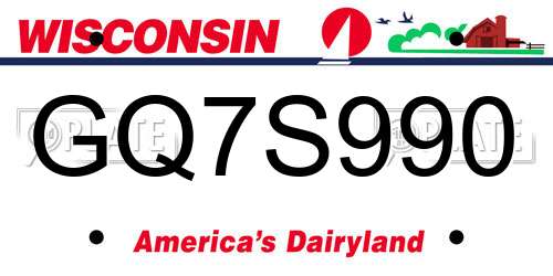 GQ7S990 Wisconsin License Plate