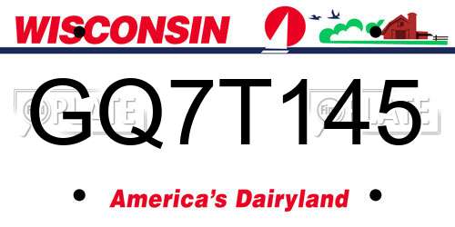 GQ7T145 Wisconsin License Plate