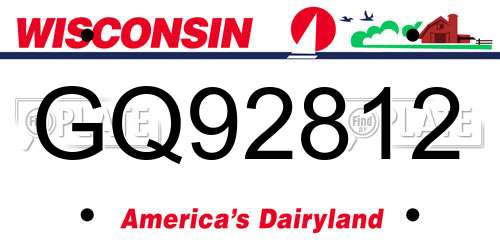 GQ92812 Wisconsin License Plate