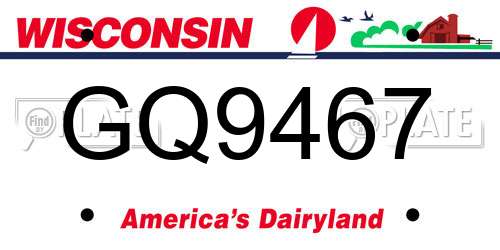 GQ9467 Wisconsin License Plate