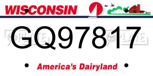 GQ97817 Wisconsin License Plate