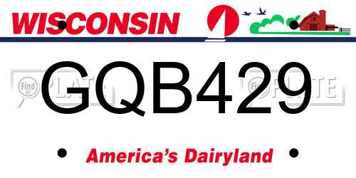 GQB429 Wisconsin License Plate