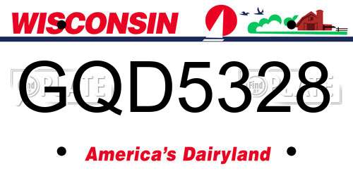 GQD5328 Wisconsin License Plate