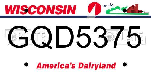 GQD5375 Wisconsin License Plate