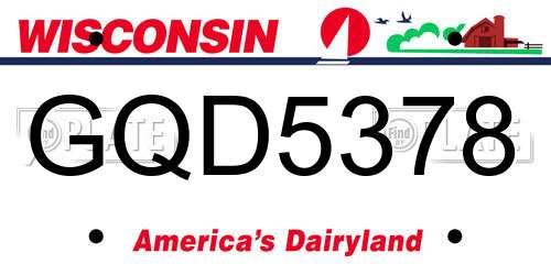GQD5378 Wisconsin License Plate