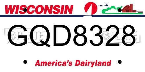 GQD8328 Wisconsin License Plate