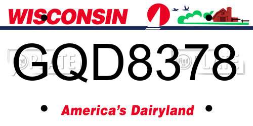 GQD8378 Wisconsin License Plate