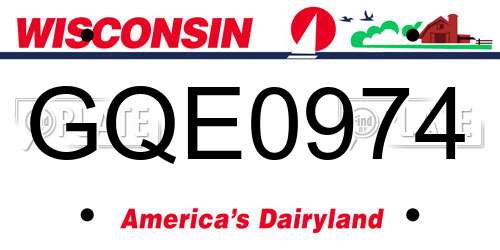 GQE0974 Wisconsin License Plate