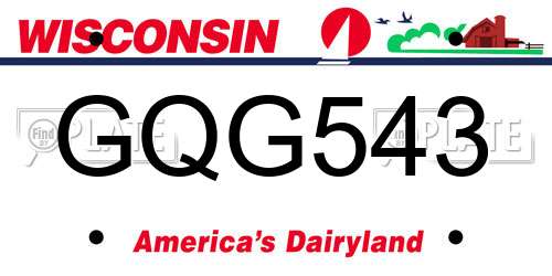 GQG543 Wisconsin License Plate