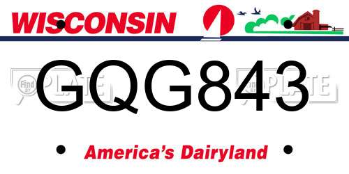 GQG843 Wisconsin License Plate