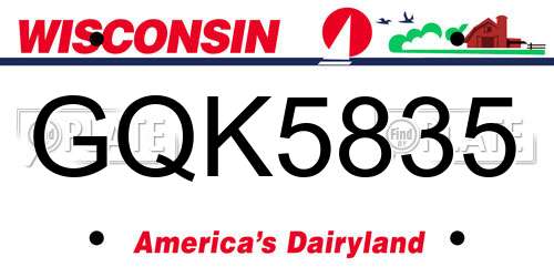 GQK5835 Wisconsin License Plate
