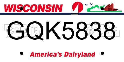 GQK5838 Wisconsin License Plate