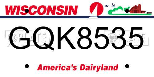 GQK8535 Wisconsin License Plate