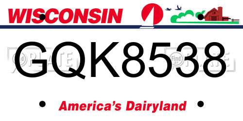GQK8538 Wisconsin License Plate