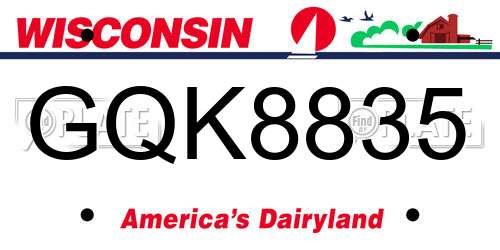 GQK8835 Wisconsin License Plate