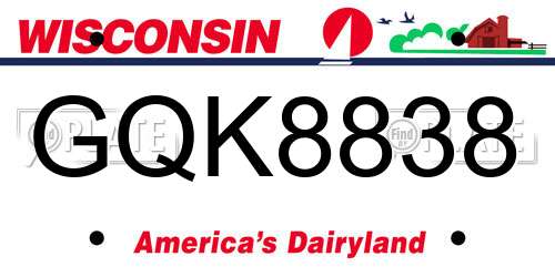 GQK8838 Wisconsin License Plate