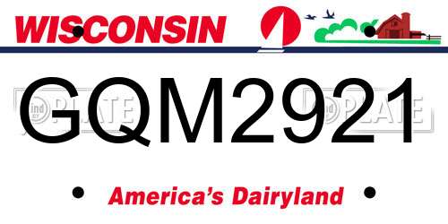 GQM2921 Wisconsin License Plate