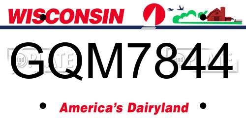 GQM7844 Wisconsin License Plate