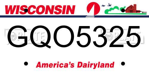 GQO5325 Wisconsin License Plate