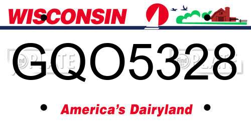 GQO5328 Wisconsin License Plate