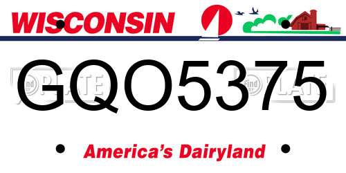 GQO5375 Wisconsin License Plate