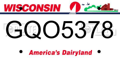 GQO5378 Wisconsin License Plate