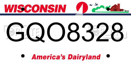 GQO8328 Wisconsin License Plate