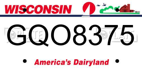 GQO8375 Wisconsin License Plate