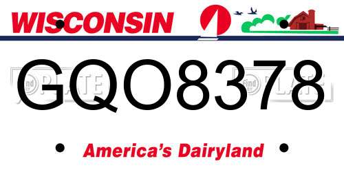 GQO8378 Wisconsin License Plate