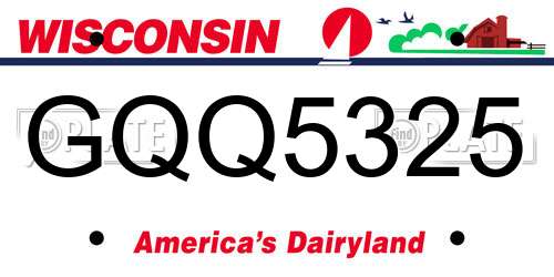 GQQ5325 Wisconsin License Plate