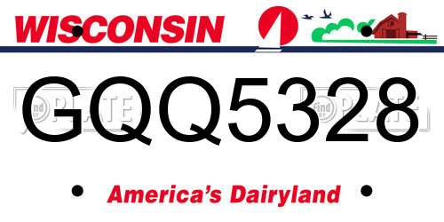 GQQ5328 Wisconsin License Plate