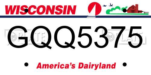 GQQ5375 Wisconsin License Plate