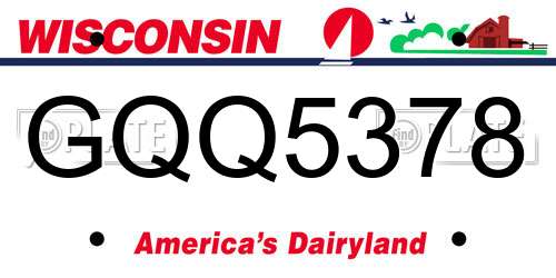 GQQ5378 Wisconsin License Plate