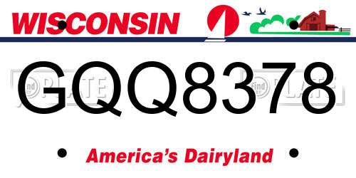 GQQ8378 Wisconsin License Plate