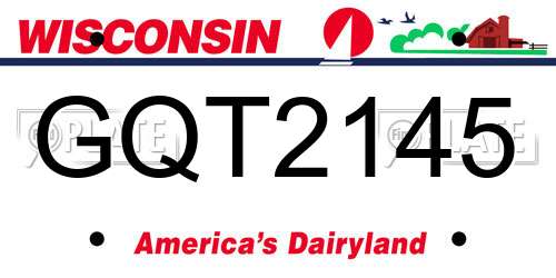 GQT2145 Wisconsin License Plate