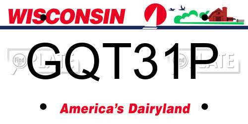 GQT31P Wisconsin License Plate