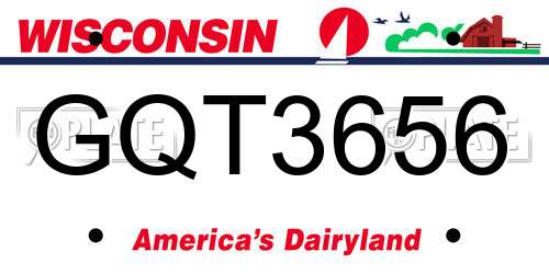 GQT3656 Wisconsin License Plate