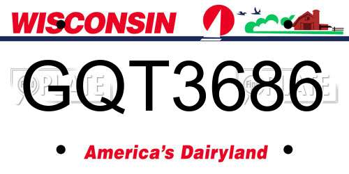 GQT3686 Wisconsin License Plate
