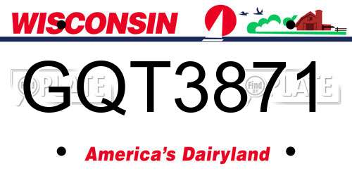 GQT3871 Wisconsin License Plate
