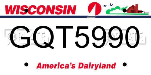GQT5990 Wisconsin License Plate