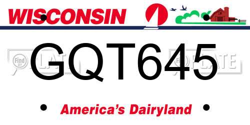 GQT645 Wisconsin License Plate