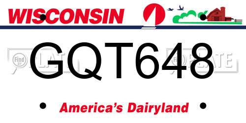GQT648 Wisconsin License Plate