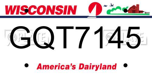 GQT7145 Wisconsin License Plate
