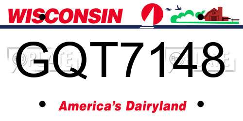 GQT7148 Wisconsin License Plate