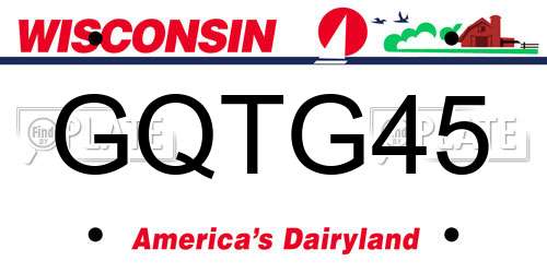 GQTG45 Wisconsin License Plate