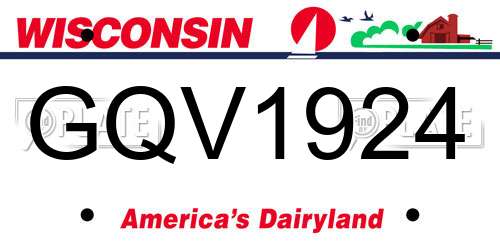 GQV1924 Wisconsin License Plate