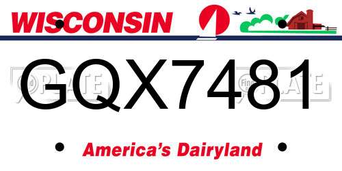 GQX7481 Wisconsin License Plate