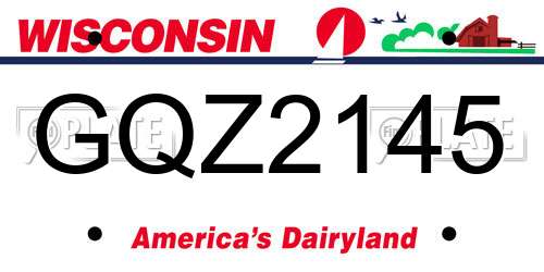 GQZ2145 Wisconsin License Plate