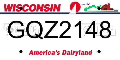 GQZ2148 Wisconsin License Plate