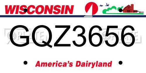 GQZ3656 Wisconsin License Plate